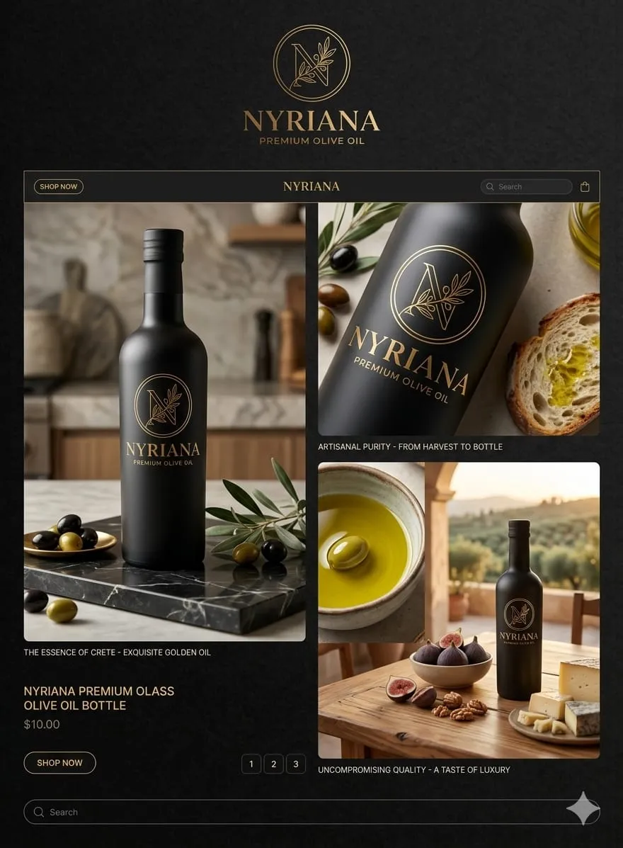 Nyriana premium cam şişe natürel sızma zeytinyağı ürün görseli