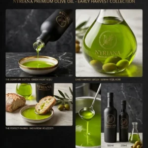 Nyriana erken hasat premium zeytinyağı, 500ml ve 250ml cam şişeler
